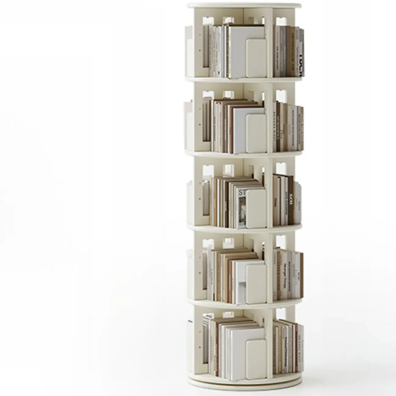 Swivel Rubberwood Vertical Open Back Bookcase with Drawer