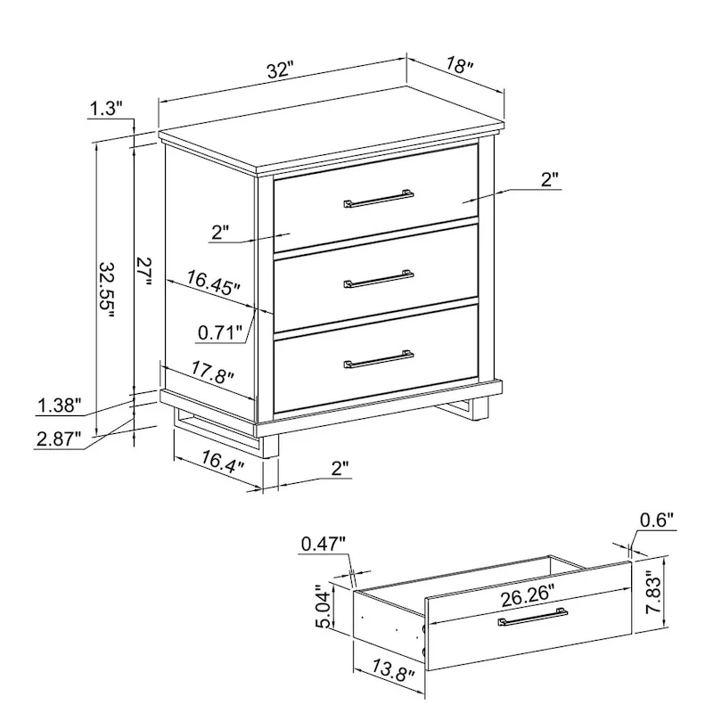 Farmhouse 3-Piece Bedroom Set - 2 Nightstand and 1 Dresser