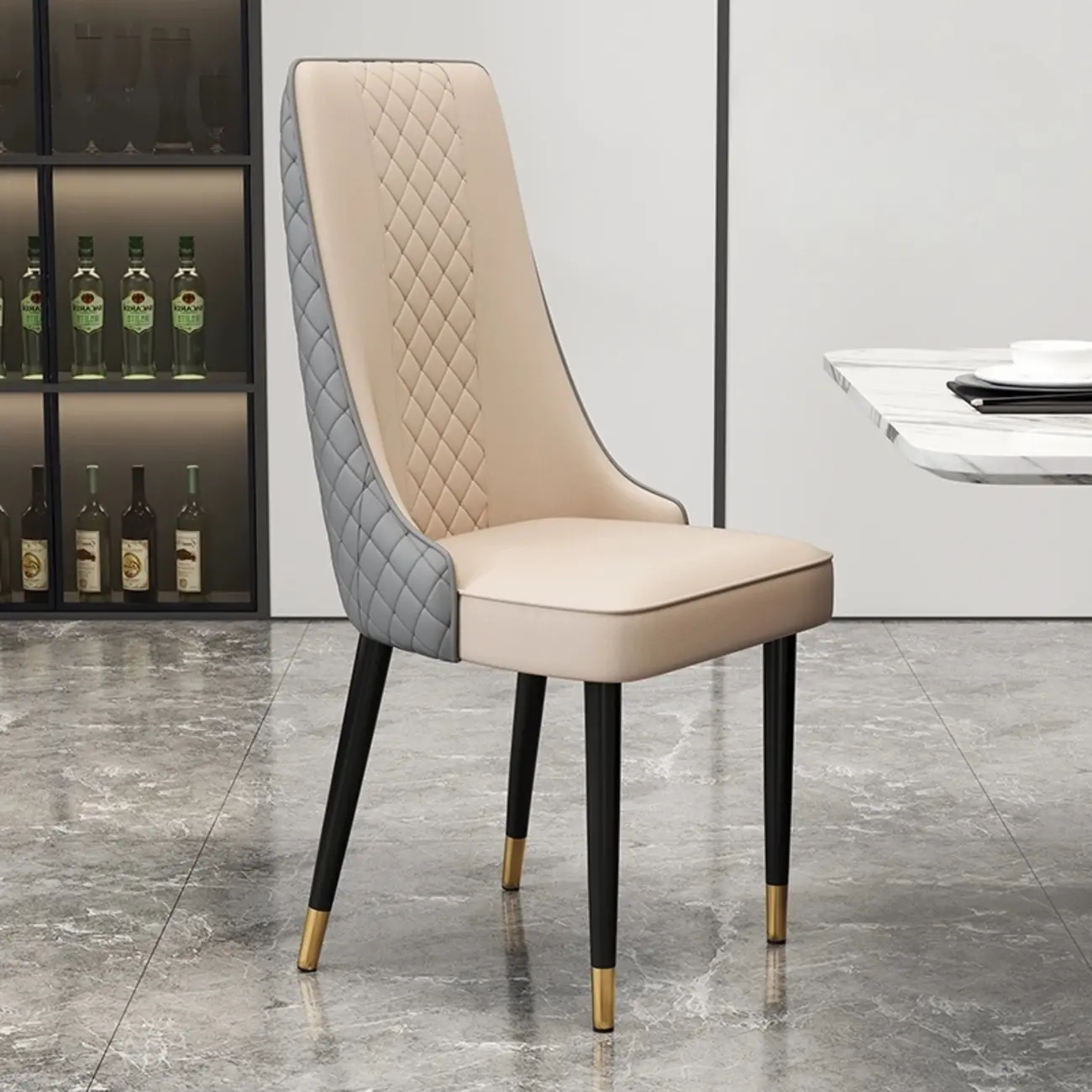 Modern Leather Full Back Upholstered Dining Chair