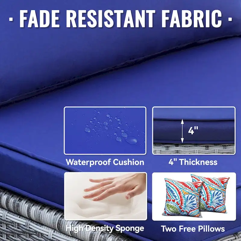 7-Piece Wicker Patio Conversation Set with Cushions and Glass Table