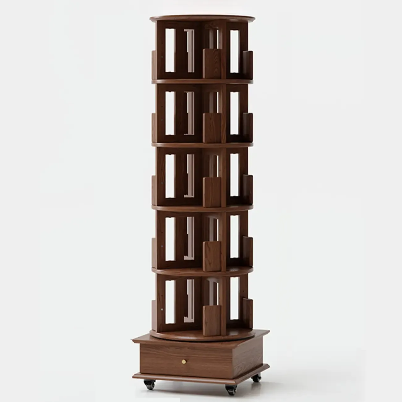 Wooden Vertical Narrow Rotating Bookcase