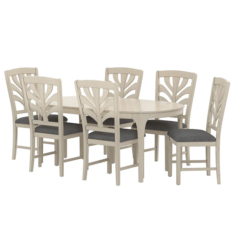VECELO 5/7 Piece Dining Table Set Consist of an Oval Dining Room Table