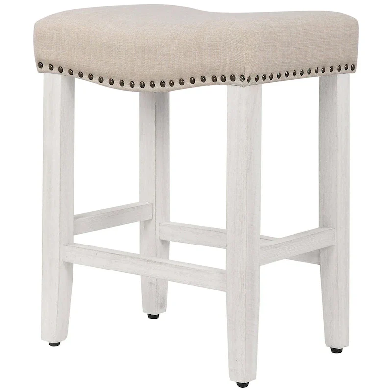 Jameson Upholstered Polyester Antique White 24 Inch Counter Stool