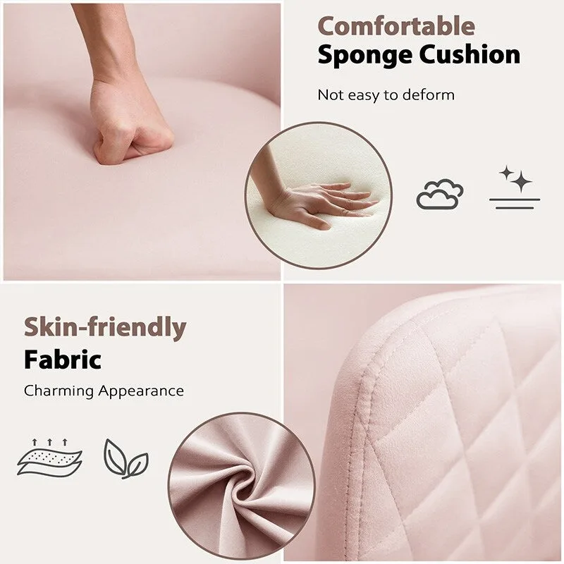 VANITII Accent Chair Swivel Vanity Chair Office Desk Chair With Wheels Modern Height Adjustable Pink/Grey/White