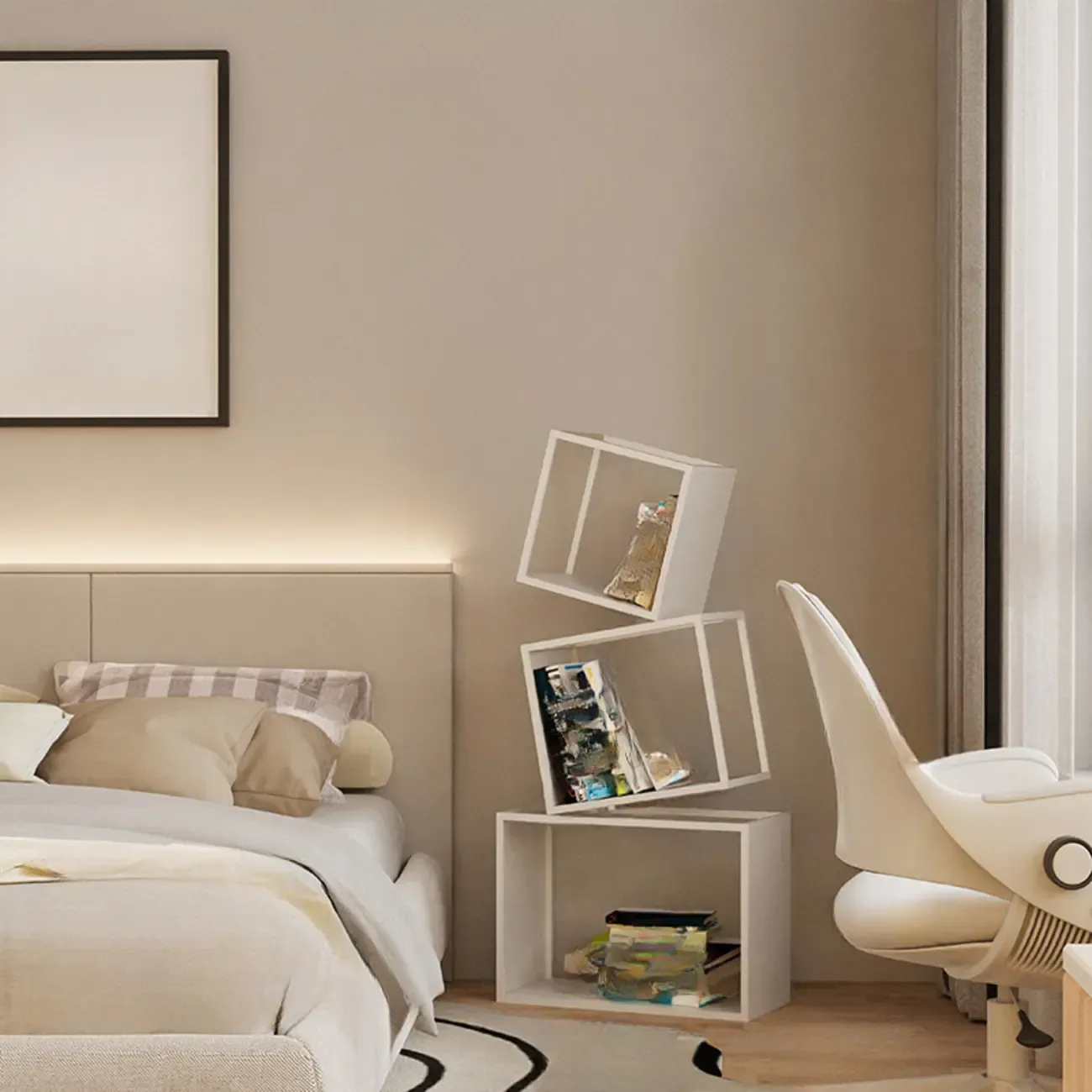 73H Black Metal Geometric Open Cube Bookcase