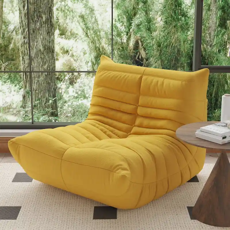 Fireside Chair Single Sofa Teddy Fabric Bean Bag Chair