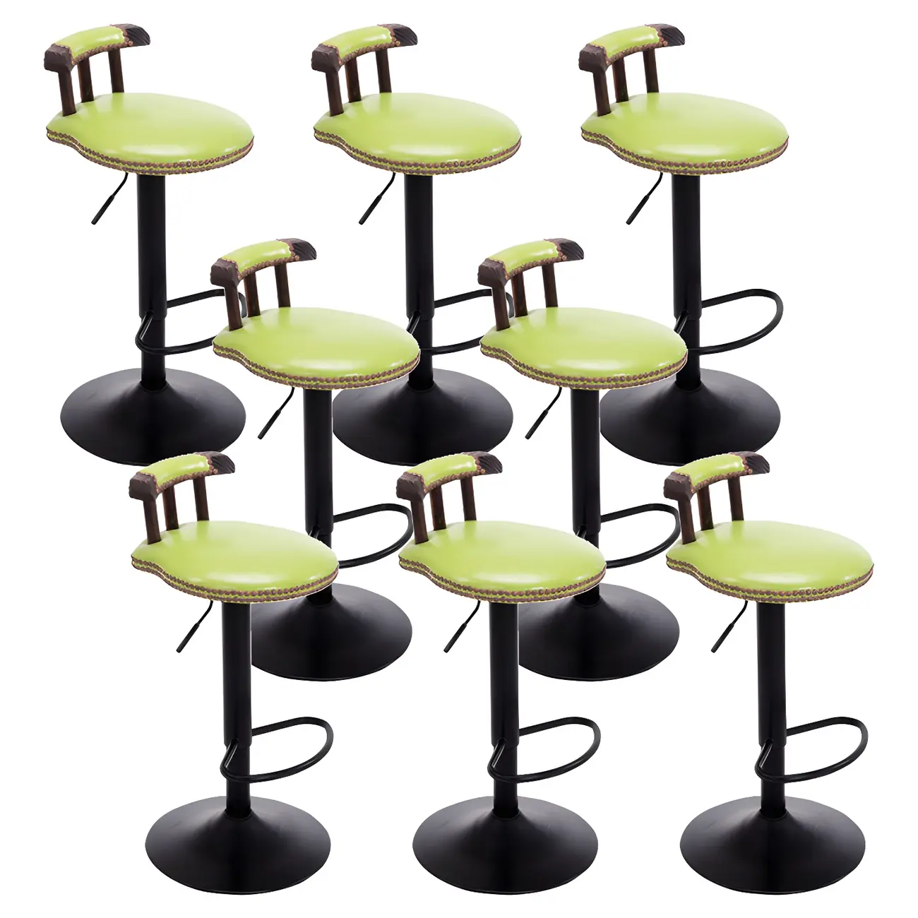 Industrial Round Leather Adjustable Bar Stools