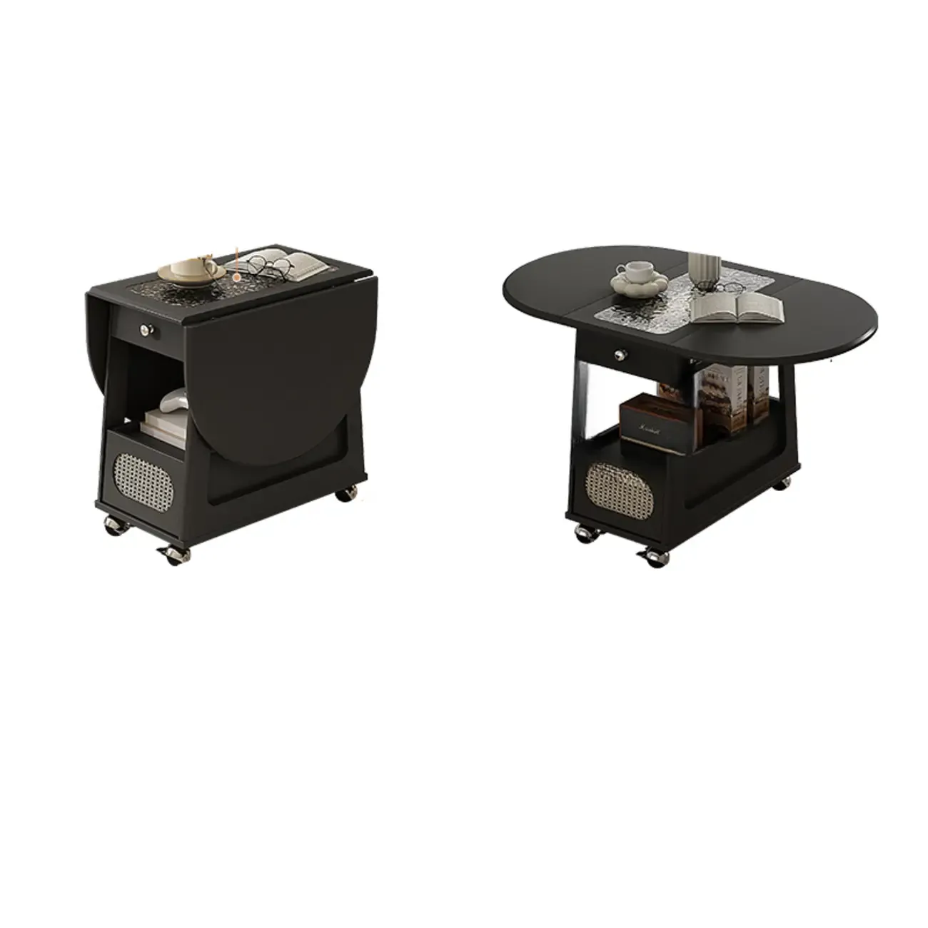 Adjustable Tabletop Modern Wood Side Table with Wheels