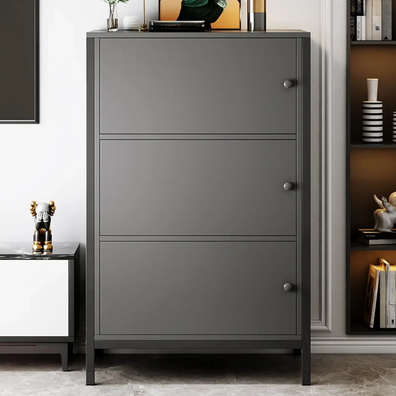 Freestanding Simple Black/White Rectangular Accent Cabinet