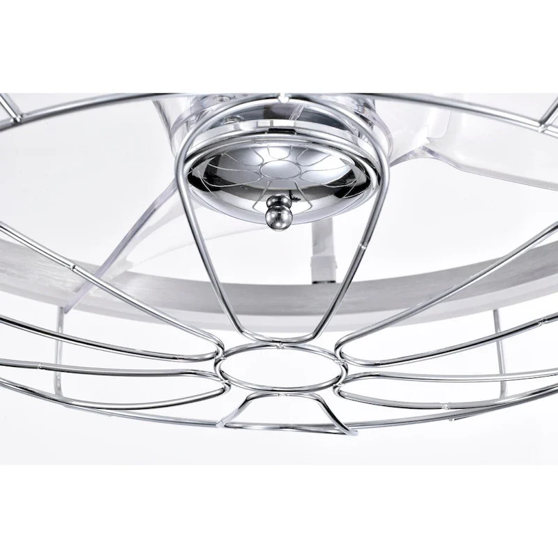 Dhooma 25 Inch Chrome Finished Modern LED Ceiling Fandelier with Remote - N/A