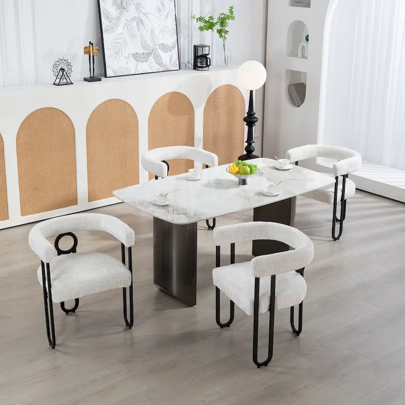 2 PCS PU Leather Upholstered Dining Chair Set wMetal Legs