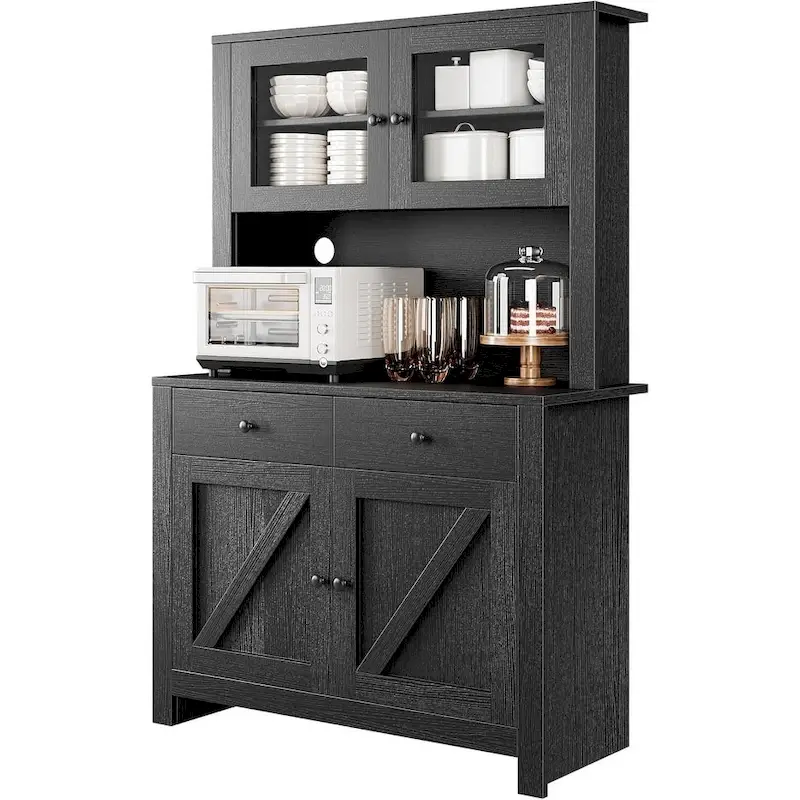 Kitchen Pantry Cabinet with Microwave Stand