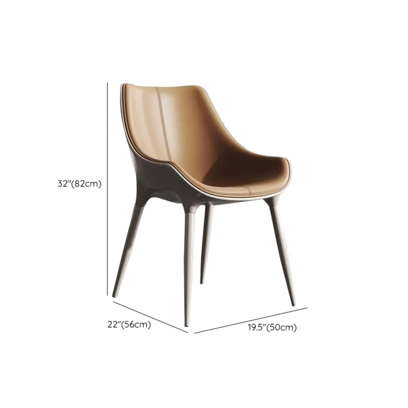 Modern Solid Back Faux Leather Upholstered Dining Chair