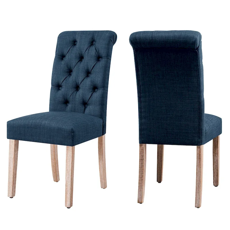 Linen Parsons Modern Button Dining Chair (Set of 2)