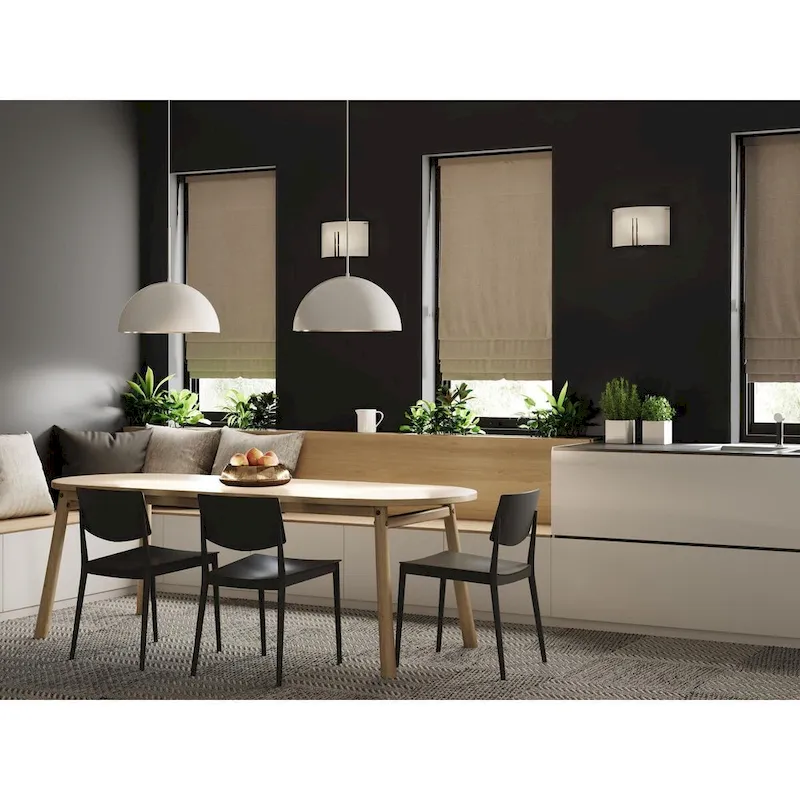 Perimeter Collection One-Light White Mid-Century Modern Pendant with metal Shade - 23.62 in x 23.62 in x 12.5 in