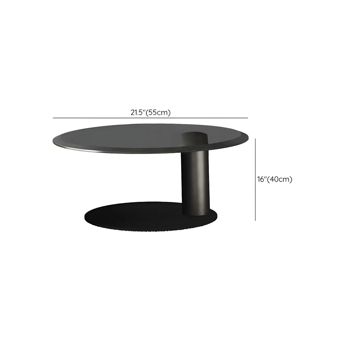 Brown Round Metal Base Wooden Coffee Table