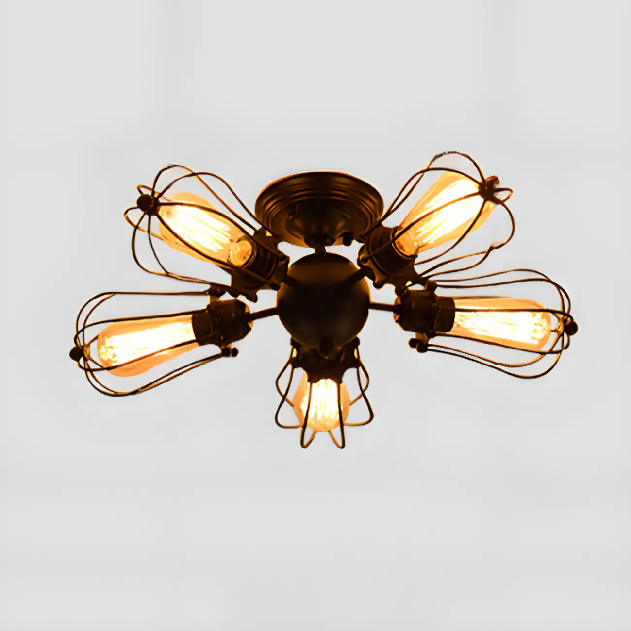Industrial Black Metal Star Shape Semi Flush Ceiling Light