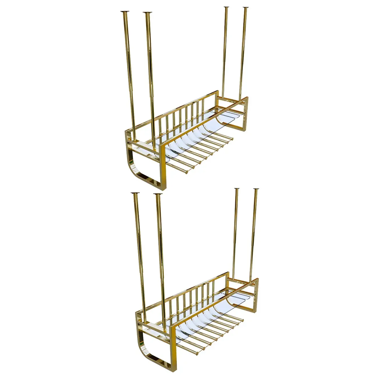 Wall-Mounted Metal Wine Rack Glam Gold Stylish