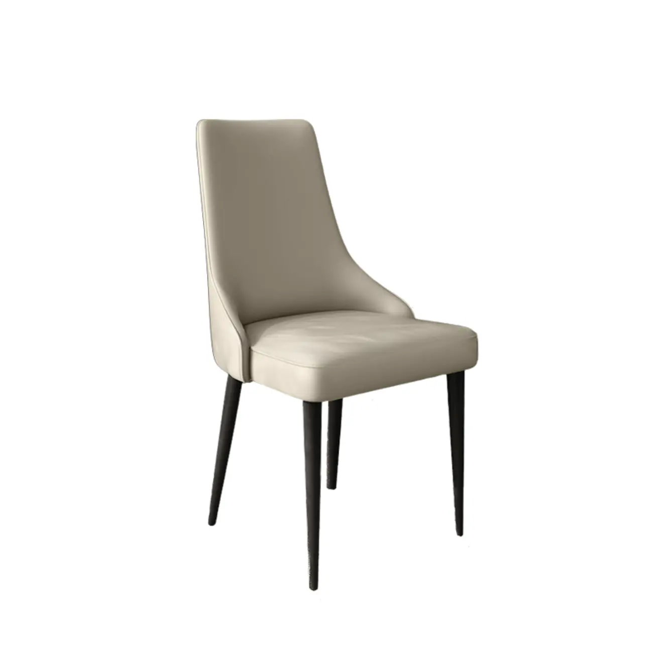 Modern Armless Faux Leather Upholstered High Back Dining Chair