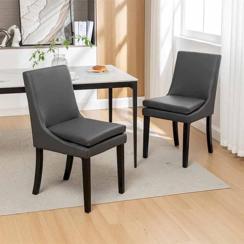 Modern Dining Chairs with Solid Wood Legs (Set of 2)