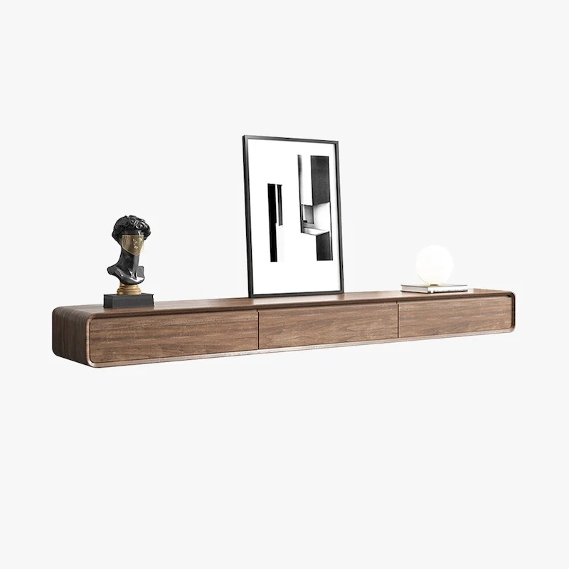 Floating TV Stand, Modern Wall-Mounted Entertainment Center with 3/4 Drawers, Solid Wood,Fully-Assembled