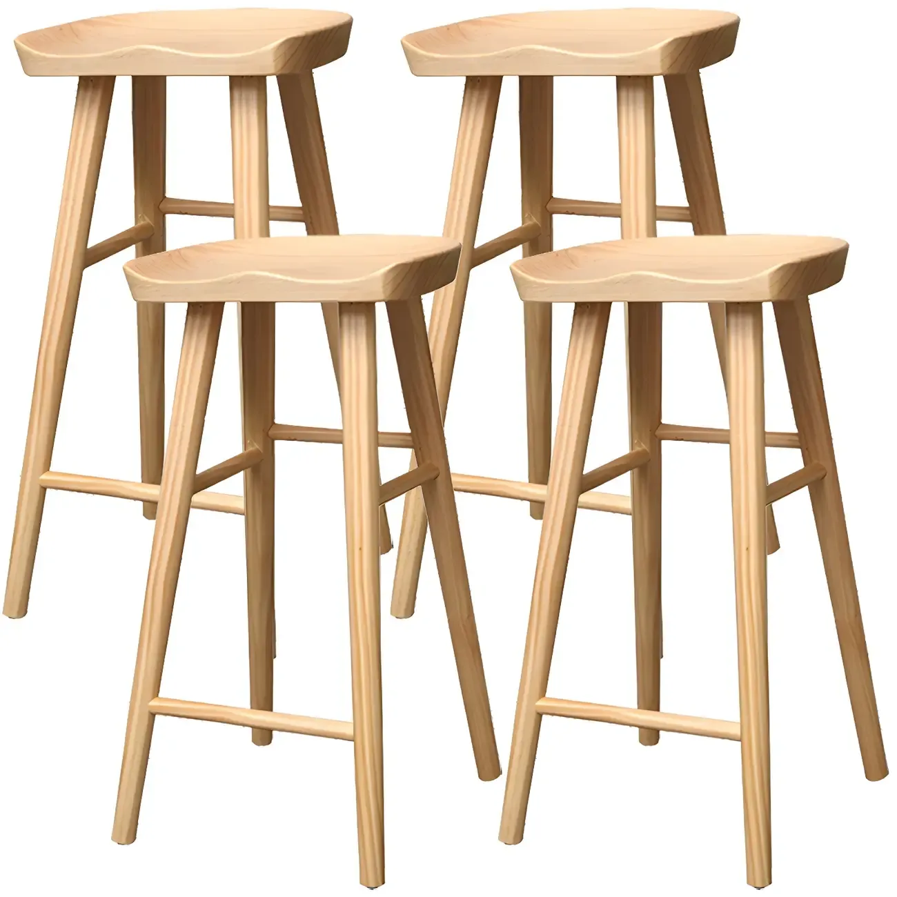 Counter Height Backless Wooden Industrial Bar Stools