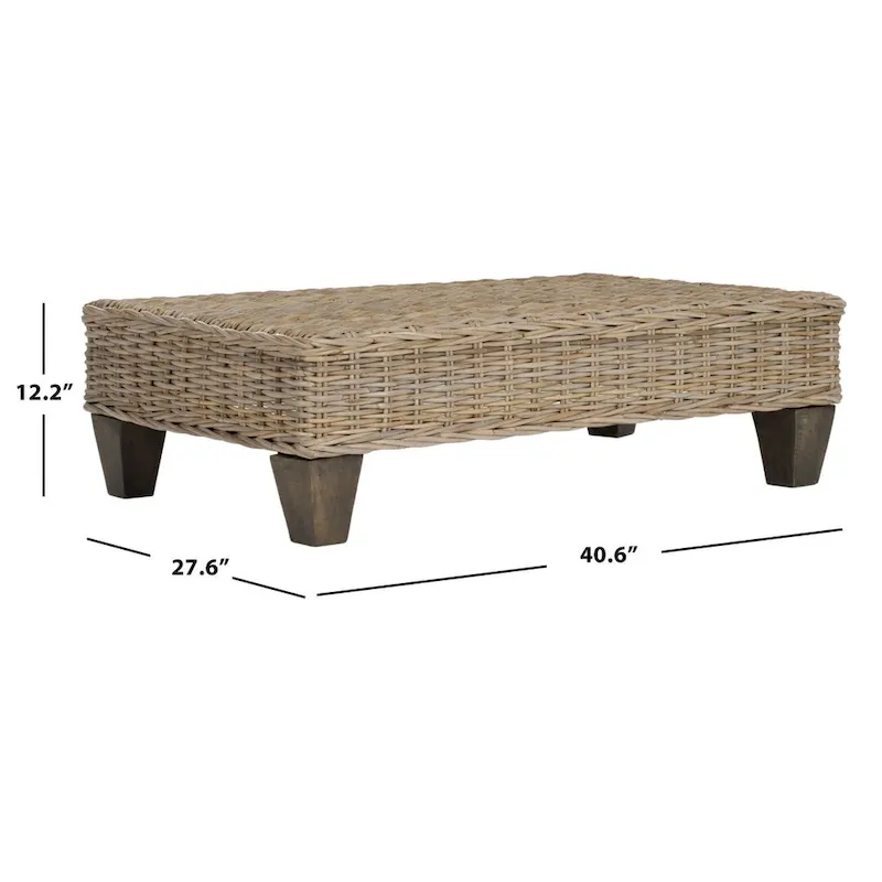 SAFAVIEH Leary Washed Natural Wicker Bench - 40.6 x 27.6 x 12.2