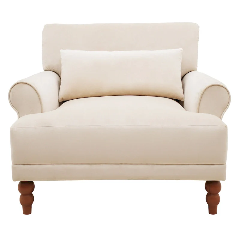 Beige 37.8 Velvet Accent Chair