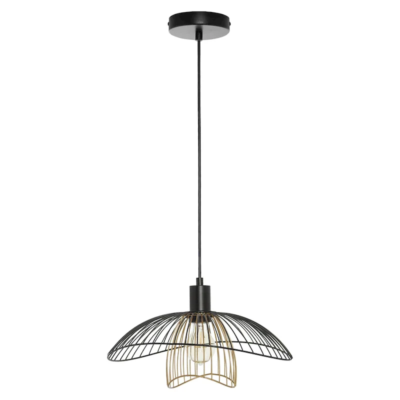 Elizabeth River of Goods Black and Gold Metal Double Shade 13.875-Inch Pendant Light - 14.375  x 13.875  x 9.75/57.75