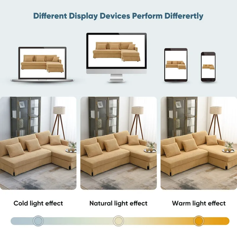 Modern 4-Seat L-Shaped Convertible Sofa with Reversible Chaise and Pillows