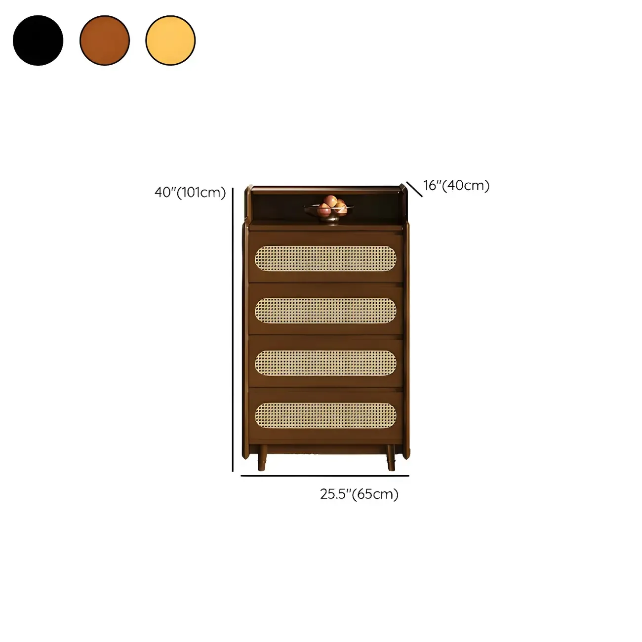 Brown Wood Rattan Front Accent Chest with Multi-Drawer