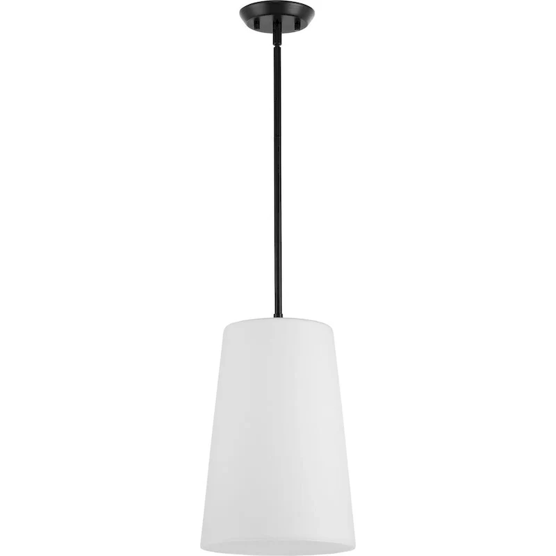 Clarion Collection One-Light Matte Black Etched White Transitional Pendant - 10.5 in x 10.5 in x 15.87 in