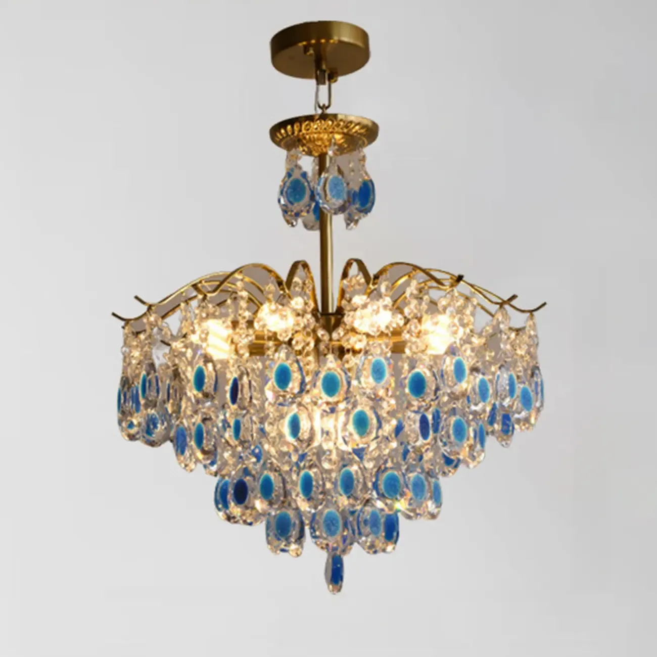 Gold Crystal Chandelier with Beads and Modern Elegant Design