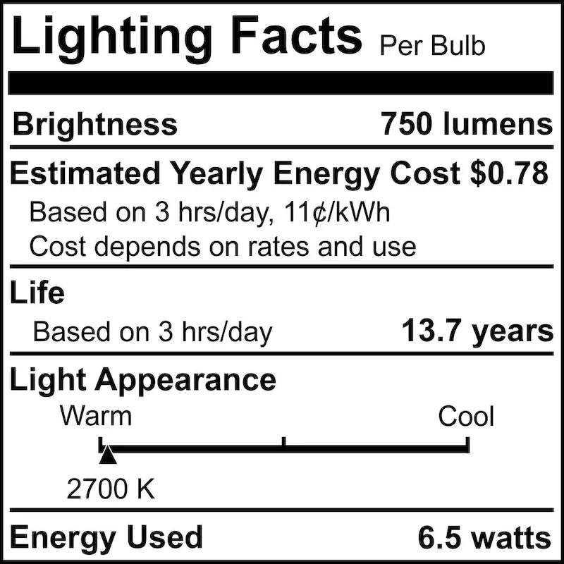Bulbrite LED Filament Pack of (4) 6.5 Watt Dimmable B11 Light Bulbs with a Clear Finish and Medium (E26) Base - Warm White Light