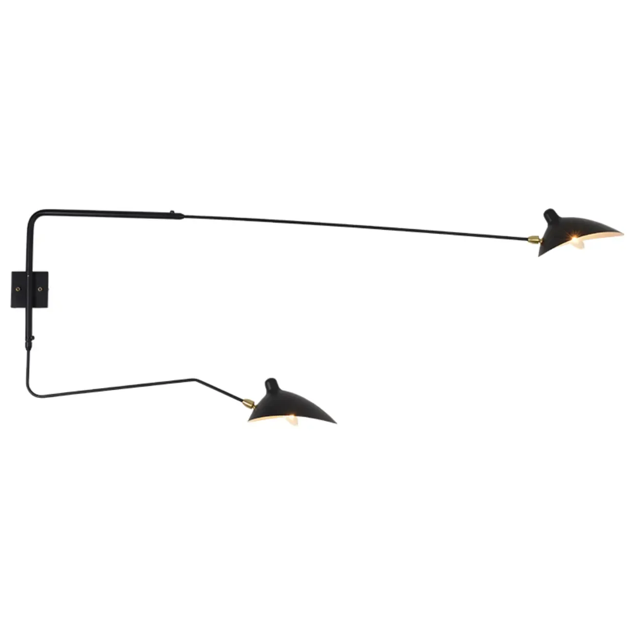 Modern Metal Industrial 2-Light Swing Arm Wall Light