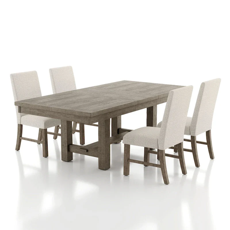 Jusk Rustic Grey Wood 5-Piece Dining Table Set by Furniture of America