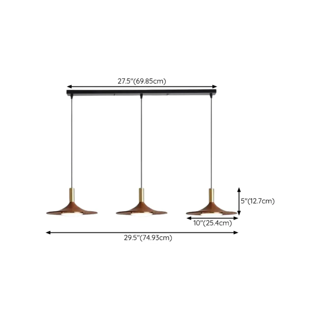 Modern Metal Walnut Acrylic Geometric Pendant Light