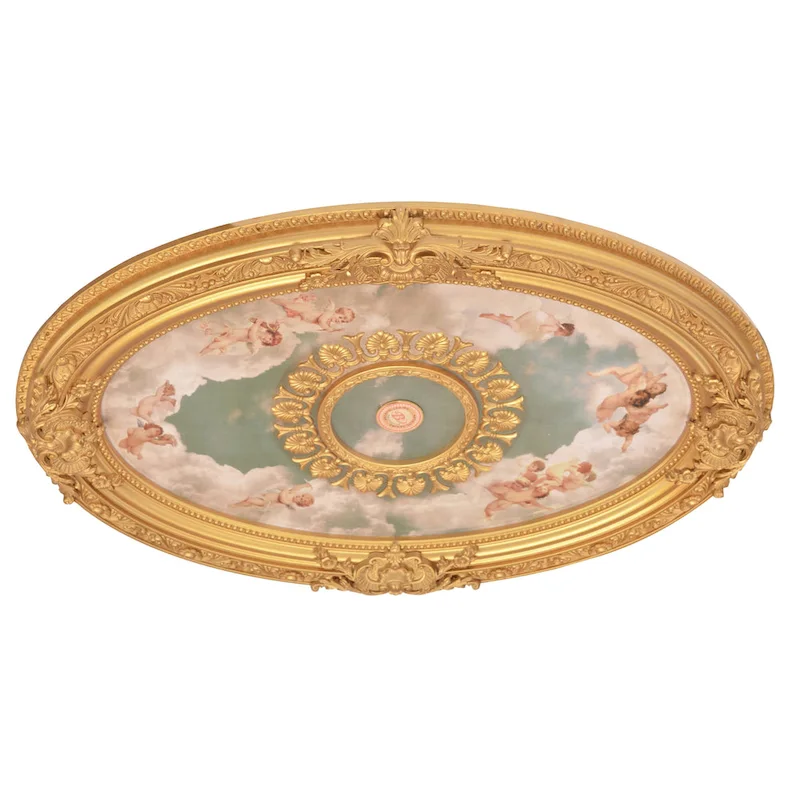 Golden Rocaille Oval Chandelier Ceiling Medallion