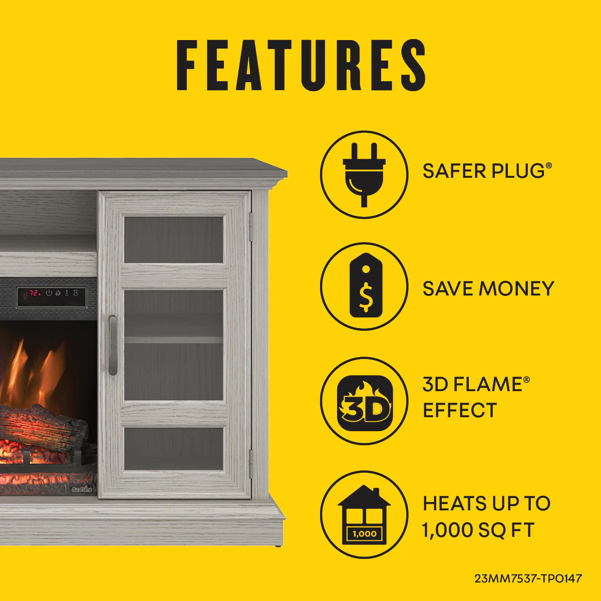 duraflame? Two Tone Wood Oak Electric Fireplace TV Stand with 3D Flames