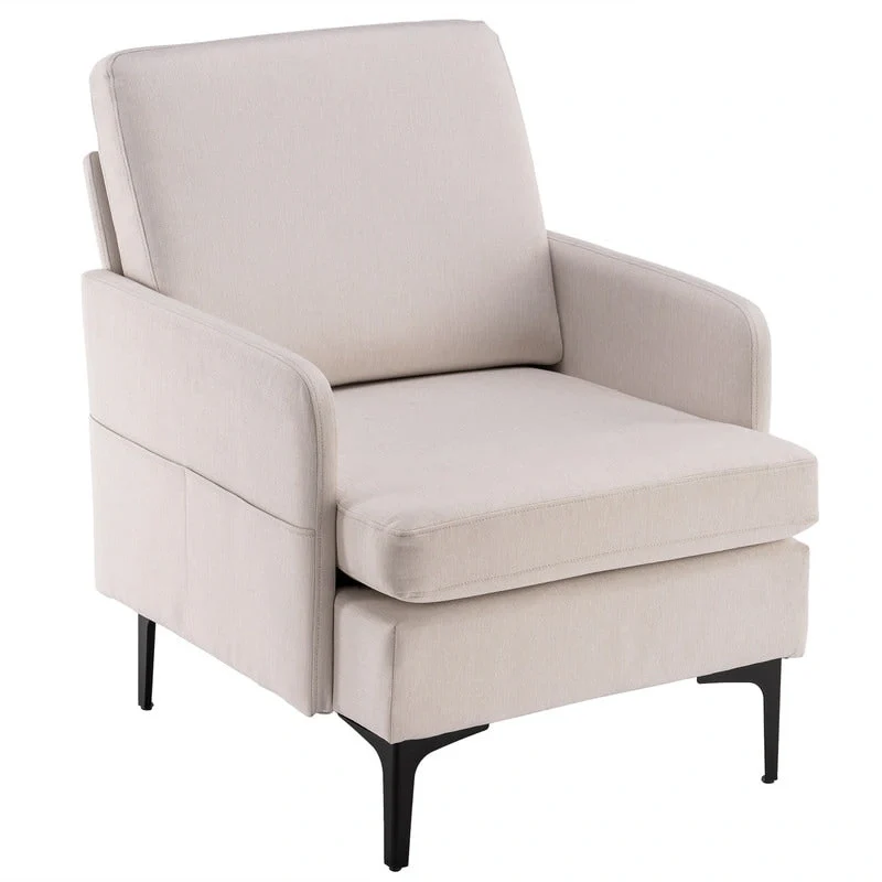 Upholstered Linen Accent Armchair