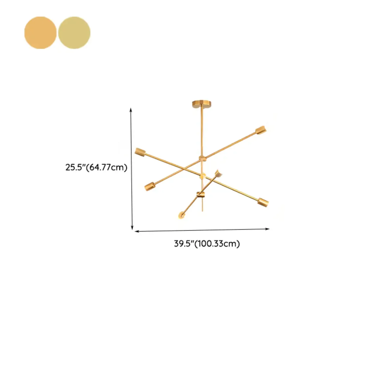 Gold Metal Modern 6 Lights Sputnik Chandelier