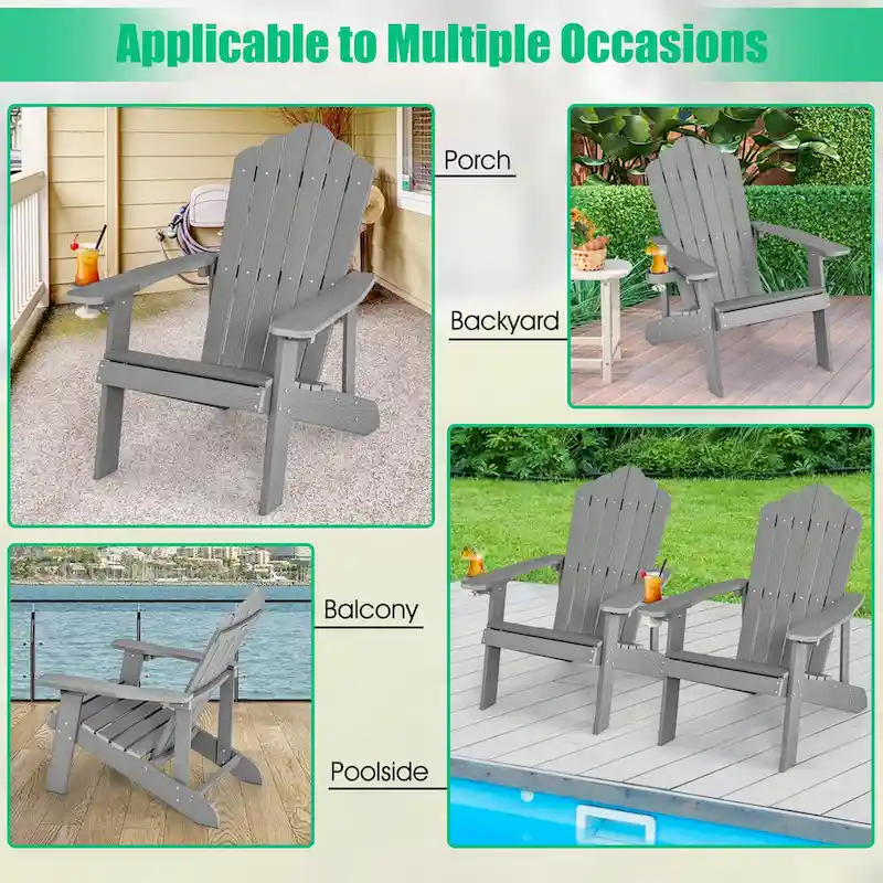 Costway Adirondack Chair HIPS Adirondack Chair with Cup Holder & - See Details