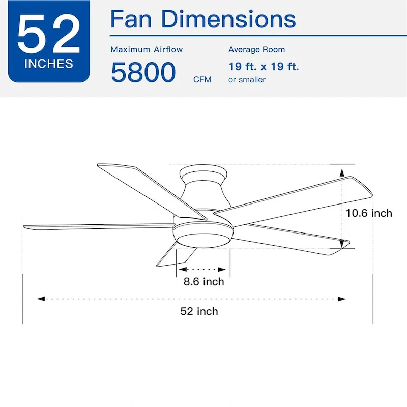 52  Low Profile Ceiling Fan with Lights