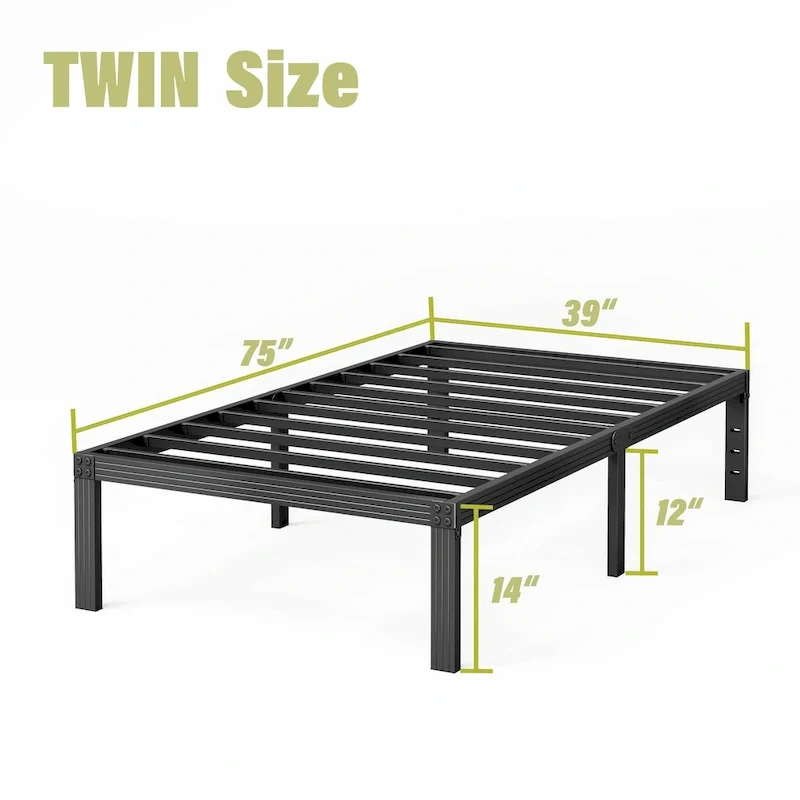 14 Inch Heavy Duty Bed Frame, No Box Spring Needed, Noise Free