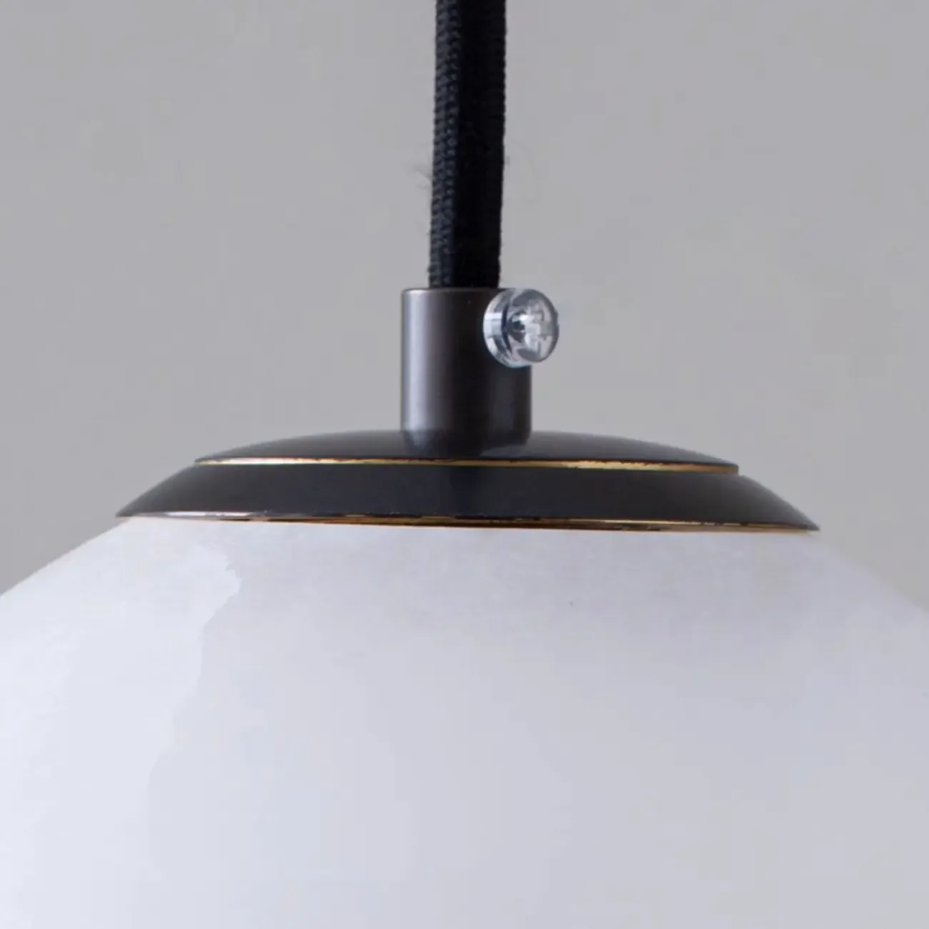 Modern Stone Globe Pendant Light Black Metal Hanging