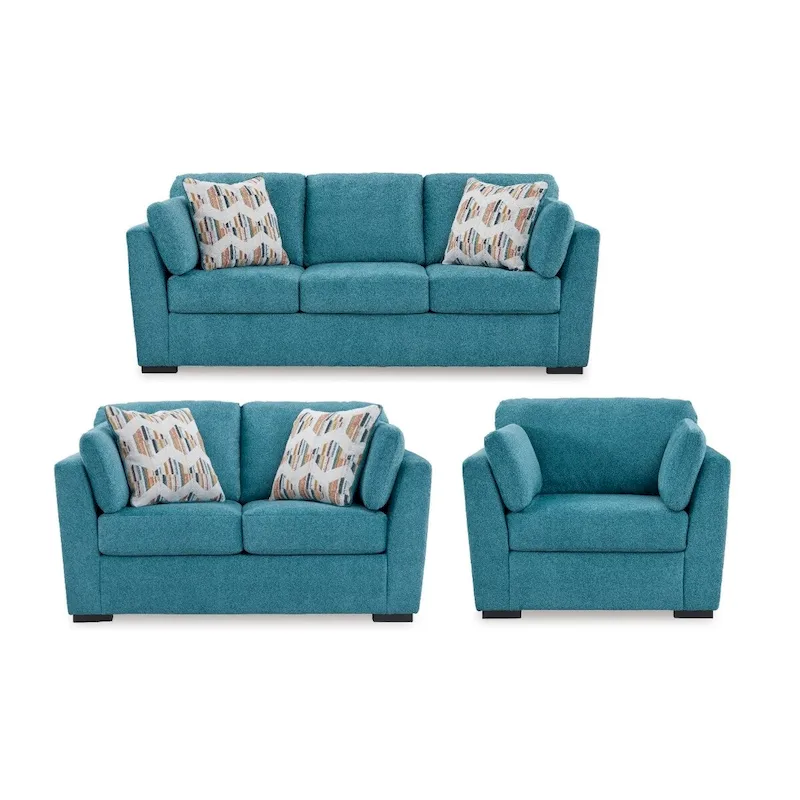 Roundhill Furniture Clareen 3-Piece Living Room Set, Sofa Loveseat and Cutler Chair