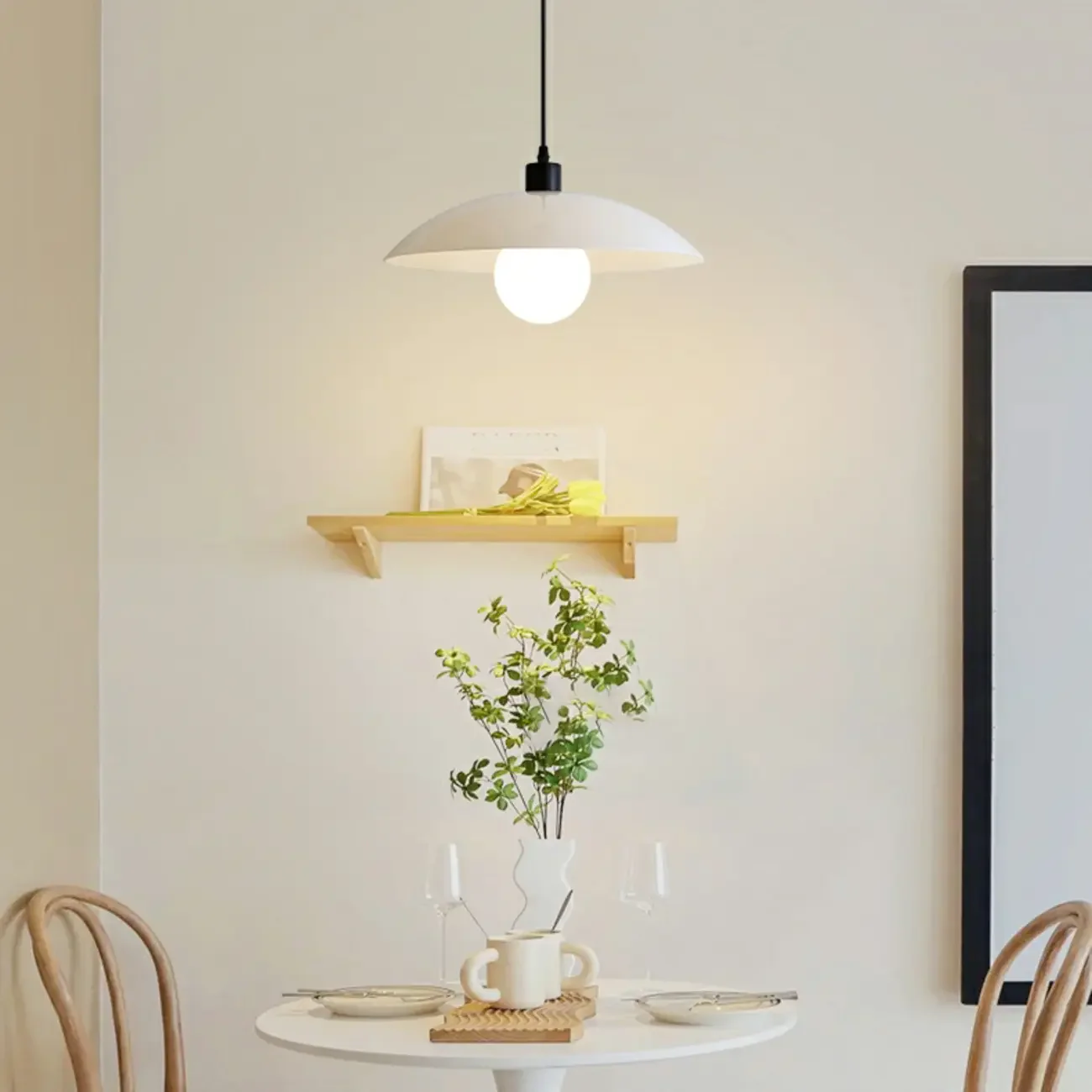 Modern White Glass Adjustable Dining Pendant Lighting