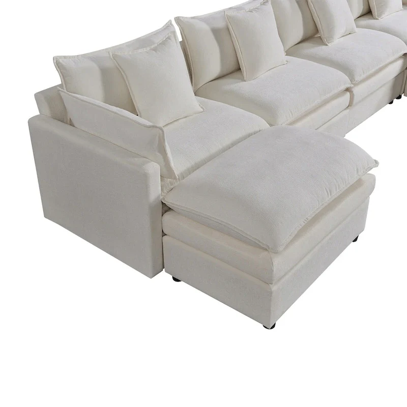 White 142.52 U-Shaped 6-Seater Sectional Sofa