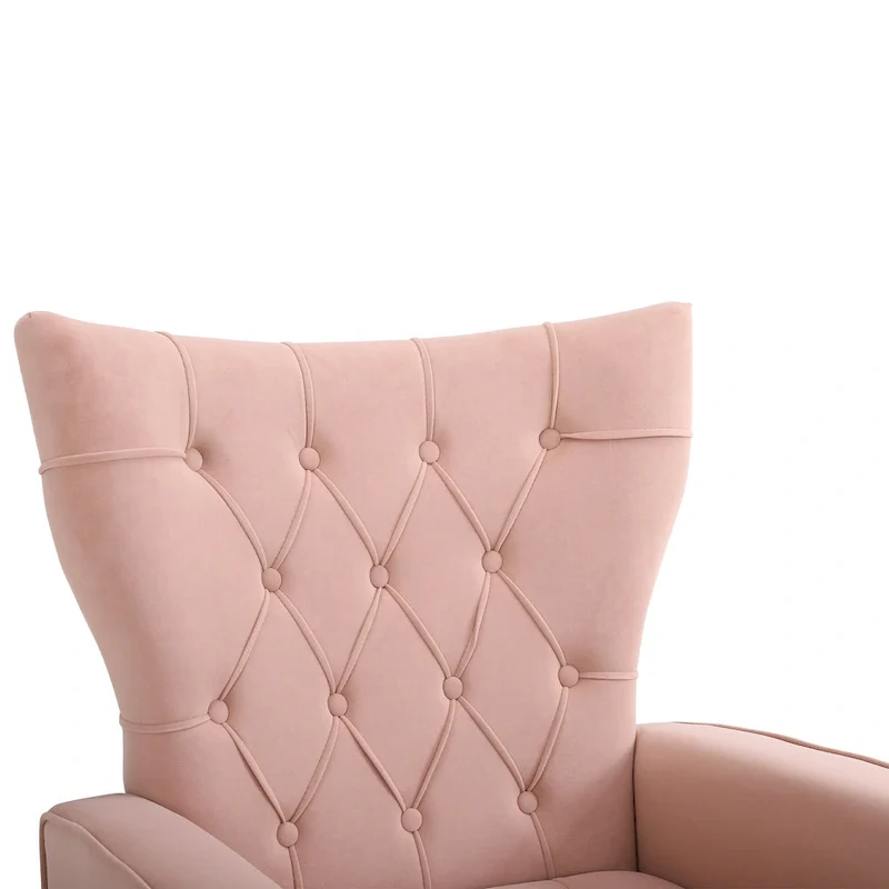 Upholstered Wingback Chair with Ottoman