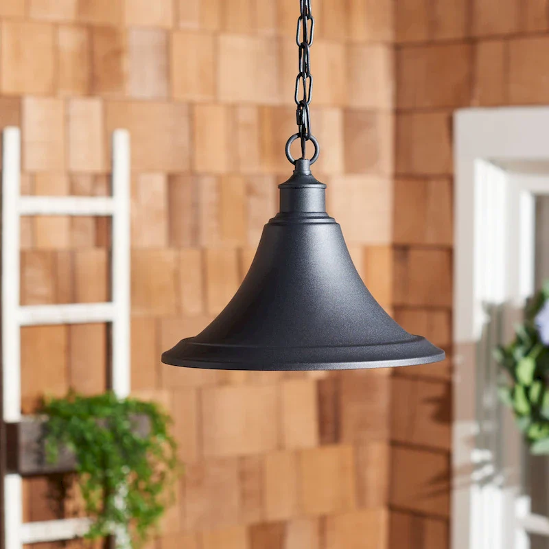 SAFAVIEH Lighting got 12  Modern & Contemporary Outdoor Pendant - 12  W x 12  D x 57  H - Black - 12Wx12Dx57H